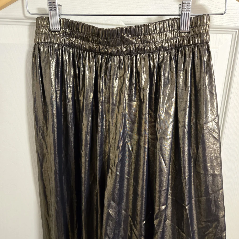 Zara Gold Metallic Lightweight Party Pants Size Small - Picture 4 of 6